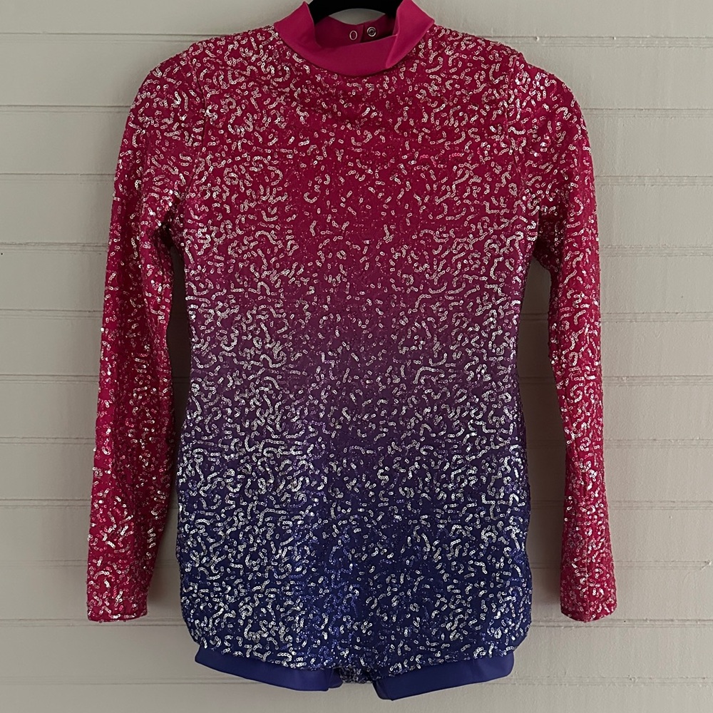 Sequin Long Sleeve dance costume - Pink and Purple